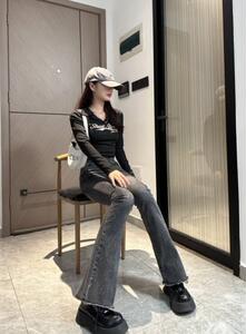 微喇牛仔裤女春秋2025新款高腰显瘦小个子马蹄喇叭裤子女夏图片