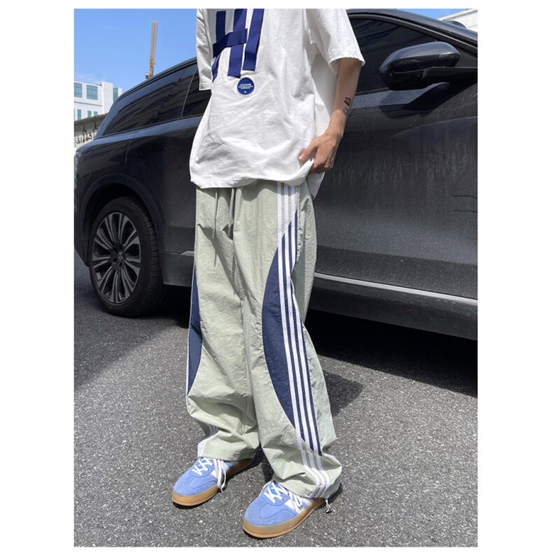 AK2204-P40多巴胺速干夏季新款三条杠拼接休闲运动长裤男女同款,女装休闲裤,星座617A-2