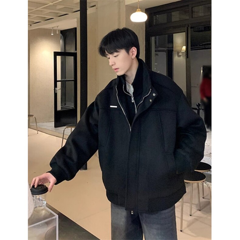 冬季假两件毛呢夹克夹棉男韩版宽松棉服外套保暖上衣M8025,男装夹克,星座1116A（原606A-3）