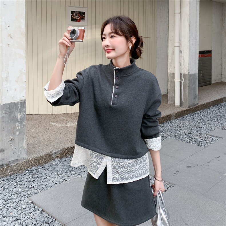 新款2026春季假两件蕾丝拼接外套6210-P160-K258,女装套装/套裙,2C057