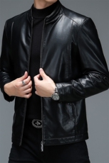 新品冬季中青年加绒皮衣外套男爸爸装休闲纯色上衣MY21770-P160，男装皮衣，电商B212（原钱塘6029）