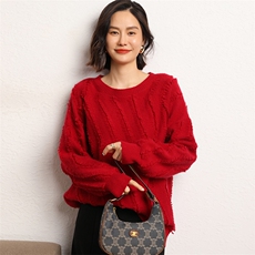 羊绒衫女圆领秋冬简约内搭毛衣纯色套头打底衫，女装羊绒衫，五色羊羊绒