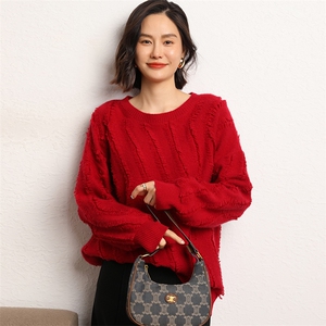 羊绒衫女圆领秋冬简约内搭毛衣纯色套头打底衫图片