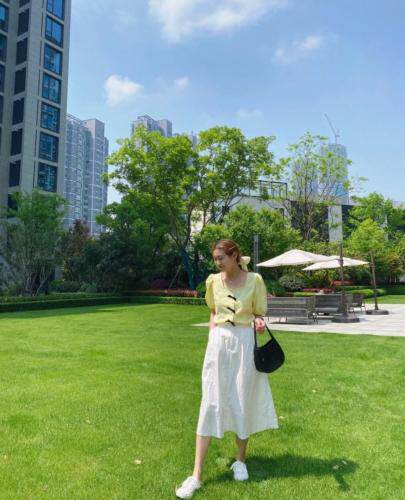 珍珠蝴蝶结麻料上衣，女装，新袖