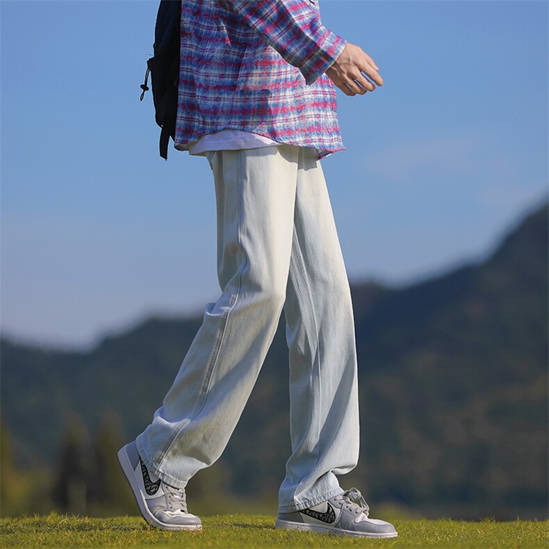 夏季浅色磨白莱赛尔冰丝薄款垂感直筒牛仔裤子N7338特批P45控68,男装牛仔裤,电商A247