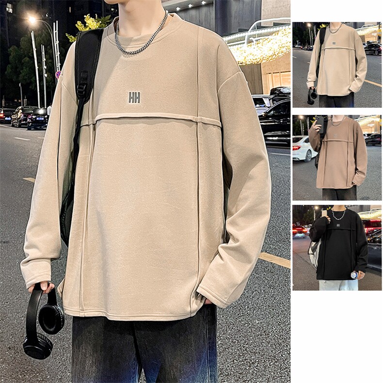 德绒卫衣2024秋季新款简约宽松套头圆领潮上衣情侣款WY0326-P38图片