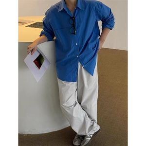亚麻薄款长袖衬衫男夏季韩版宽松休闲防晒衬衣外套C033-P45图片