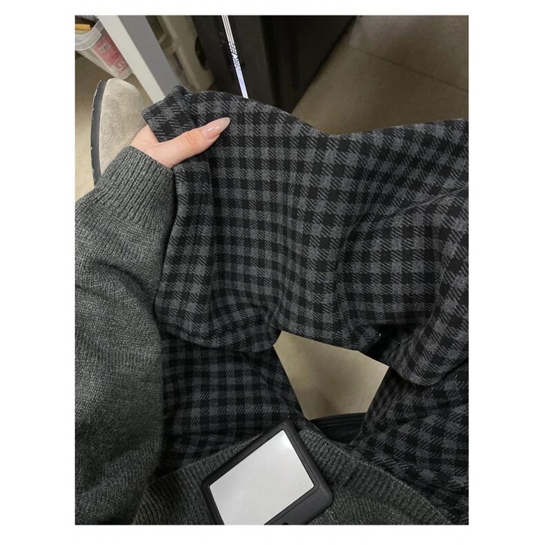 AK1747-P38新款高腰毛呢格子宽松休闲直筒裤,男装休闲裤,星座617A-2
