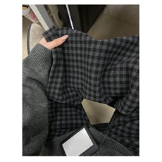 AK1747-P38新款高腰毛呢格子宽松休闲直筒裤，男装休闲裤，星座617A-2