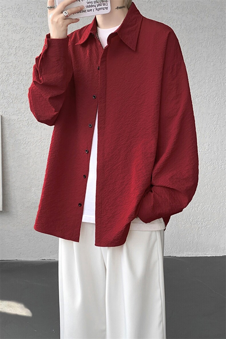 8XL-M泡泡纱盐缩肌理长袖衬衫男夏季冰丝外套防晒衬衣CS29007P40,男装衬衫,电商B312