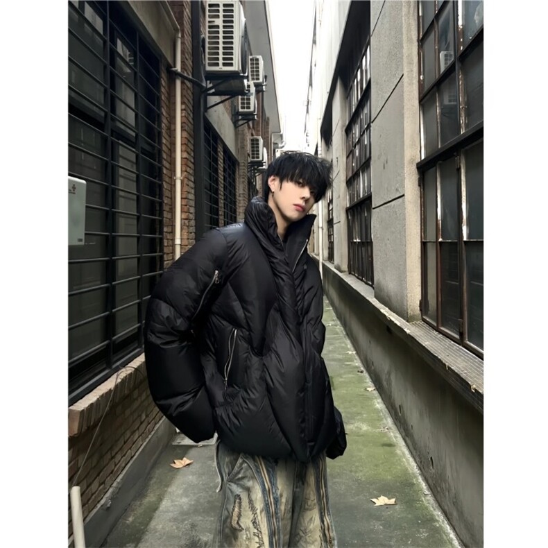 （现货）美式复古连帽棉服cleanfit解构风多拉链棉衣,男装棉衣,星座910A
