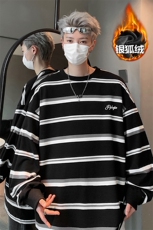 薄款改加绒特批P50无差价冬新条纹加绒加厚长袖T恤男士T1701J加绒，男装T恤，电商A001-1