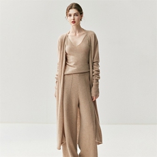 2025年秋季新款卷边针织长开衫时尚休闲百搭通勤，女装羊绒衫，绒创羊绒