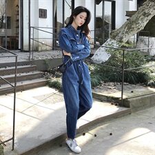 爆款主推套装宽松收腰牛仔连体裤连衣裤女188811，女装牛仔裤，艾青服饰