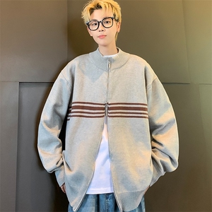 慵懒百搭长袖毛衣秋冬宽松双向拉链开衫高领感针织衫MY281/P52图片