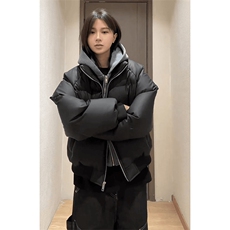 现货高品质重磅工艺美式高街假两件PU皮棉衣男女加厚棉服外套，男装棉衣，电商A486