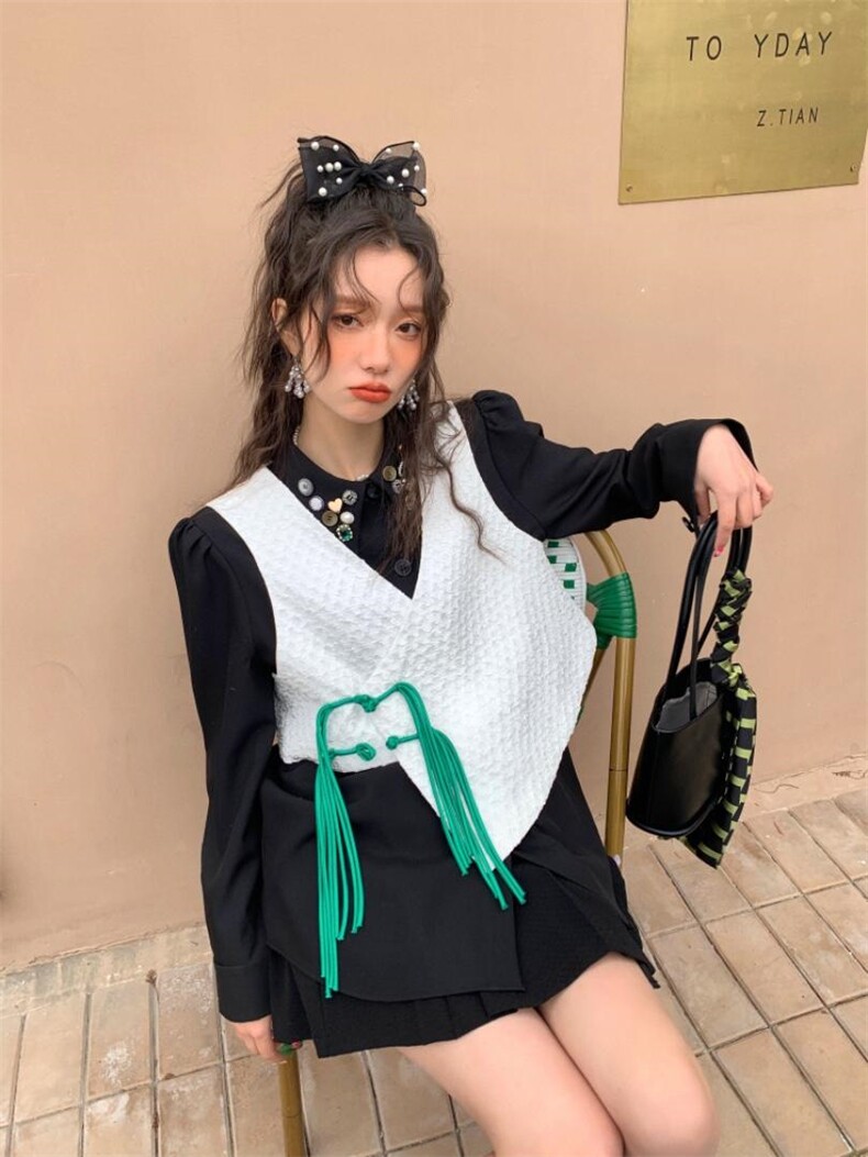 两件套潮复古衬衫，女装衬衫，YOUER DENG