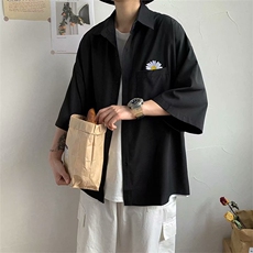 夏季小雏菊短袖衬衫潮流百搭宽松短袖衬衣ins休闲男外套CS32-P28，男装T恤，星座1008-2