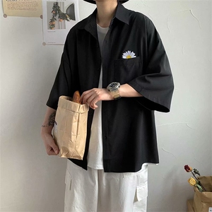 夏季小雏菊短袖衬衫潮流百搭宽松短袖衬衣ins休闲男外套CS32-P28图片