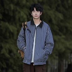 2025秋两面穿条纹外套男大码休闲夹克JK92P65，男装夹克，电商C323