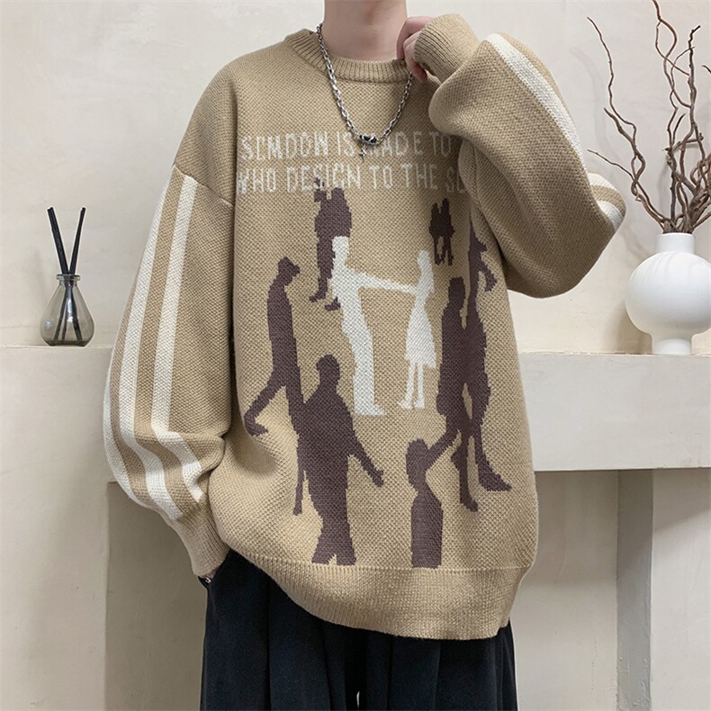 M180/P65新款个性设计感毛衣百搭潮流打底衫男士圆领针织衫外套,男装针织衫/毛衣,电商基地A050