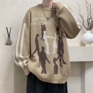M180/P65新款个性设计感毛衣百搭潮流打底衫男士圆领针织衫外套
