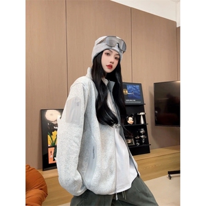 网图现货 情侣户外运动立领开衫抓绒休闲夹克外套男女 W56-P70图片