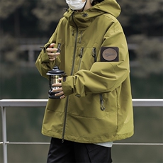 A682-P64日系山系户外连帽冲锋衣春秋季2023新款港风纯色夹克，男装夹克，星座512-6