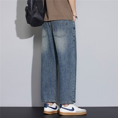 美式复古水洗牛仔裤男士潮牌26夏季新款宽松矮个子九分裤3326-P50，男装牛仔裤，星座1006