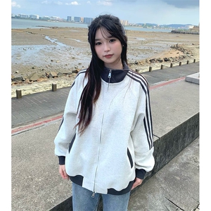 抖音得物高品质 美式高街重磅结构设计拼接织带立领卫衣外套 CM42图片
