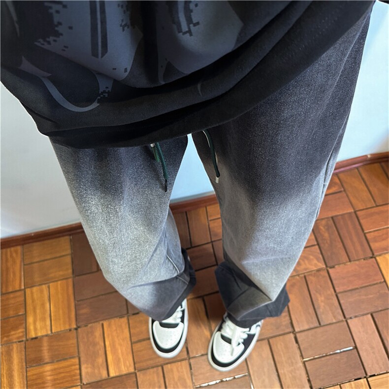 k1097-p55-控78 M-5XL 现货oversize cleanfit风牛仔裤大码渐变图片
