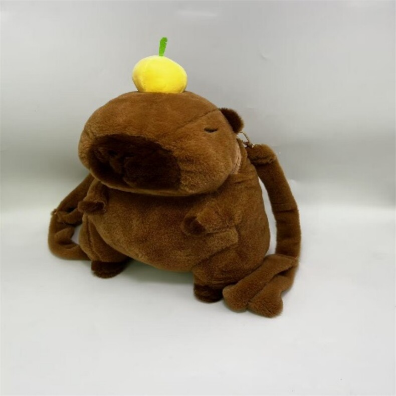 卡皮巴拉橘子款兔毛水豚动物35CM，萌特玩具厂