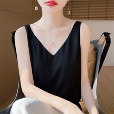 圆领新款针织吊带女无袖纯色背心简约百搭宽松套头，女装针织衫/毛衣，绒宛羊绒
