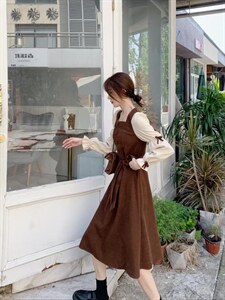 【现货】秋冬新款 蝴蝶结淑女风连衣裙图片