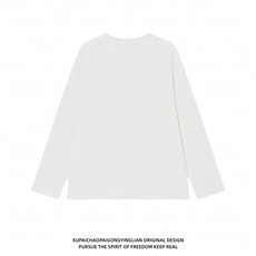 W64-P50【305G重磅】高品质小众金属设计感男女潮牌圆领长袖上衣，女装T恤，电商B245A