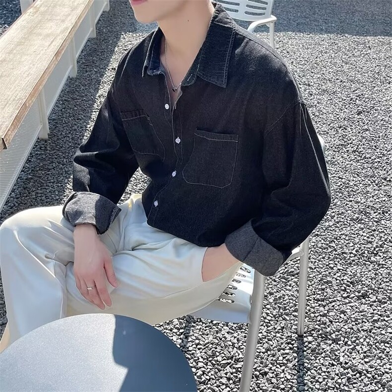 秋新款ins潮牌休闲牛仔工装衬衣男士外套男,男装工装外套,星座410-6（原星座1304-1）