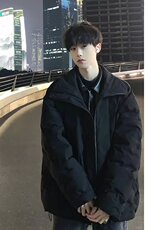 黑色菱形格棉服外套男冬季cleanfit短款美式高街M6133/特P83，男装棉衣，电商D202-1