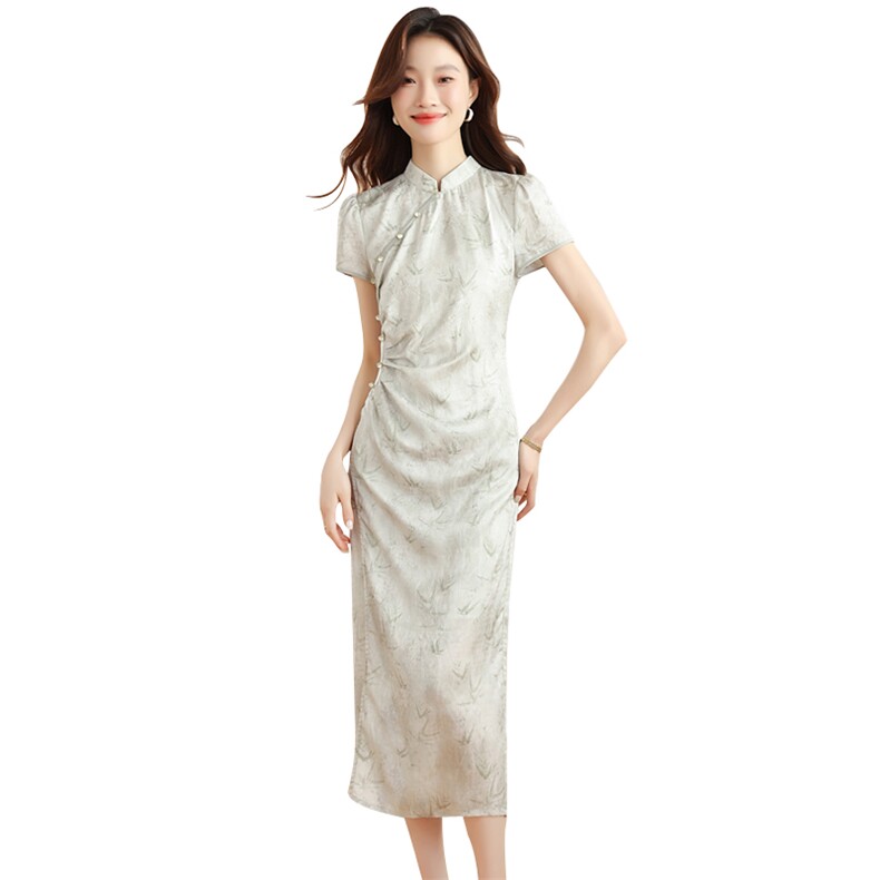 索菲丝尔2025夏季新中式旗袍连衣裙女桑蚕丝气质真丝中长款裙子,女装连衣裙,艾米