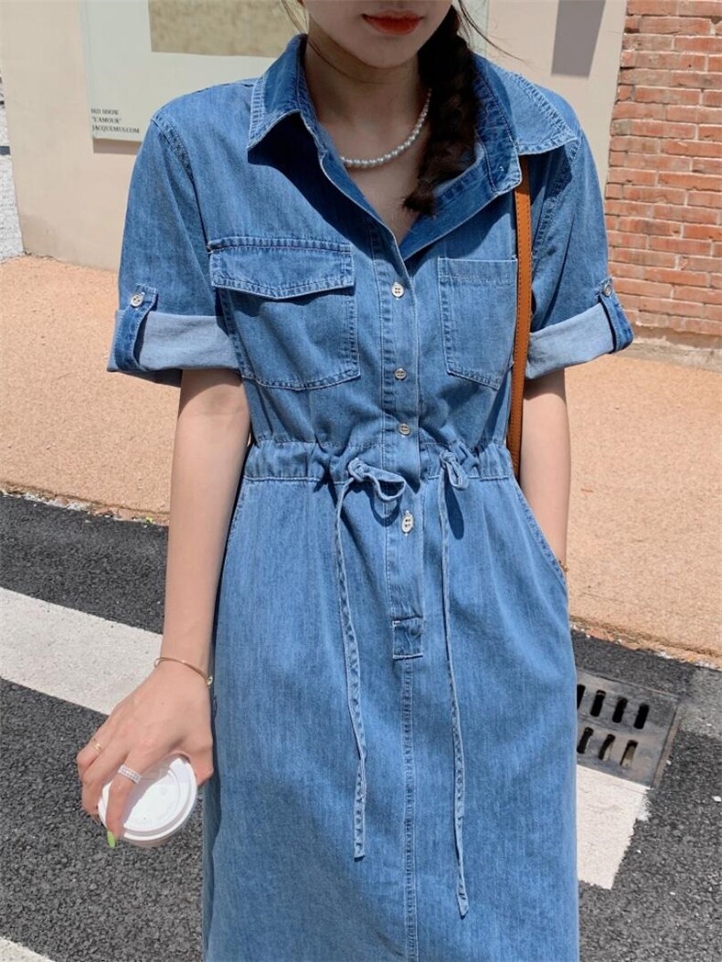 牛仔连衣裙，女装连衣裙，肆尔