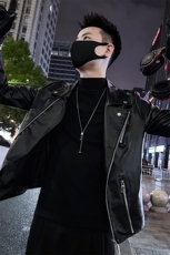 秋季新款翻领皮衣网红百搭修身皮夹克外套P6021-P118绒128，男装夹克，电商A368