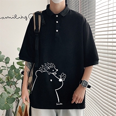 PL57166-P35翻领短袖polo衫男大码胖子半袖t恤男有领保罗衫模特，男装Polo衫，电商A040