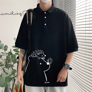 PL57166-P35 翻领短袖polo衫男大码胖子半袖t恤男有领保罗衫 模特图片