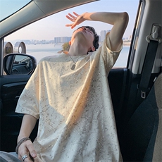得物抖音二开240克纯棉美式做旧扎染烫钻满天星工艺短袖T恤，男装T恤，电商A486-1