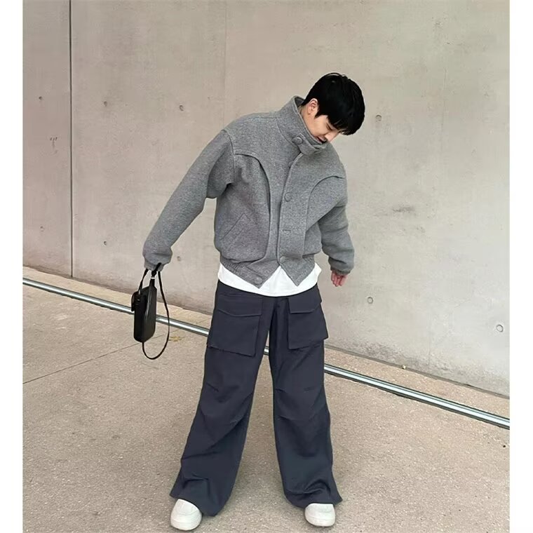 ins潮流美式复古解构短款毛呢外套男秋冬款新款日系LR30011-P115,女装短外套,星座1008