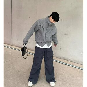 ins潮流美式复古解构短款毛呢外套男秋冬款新款日系LR30011-P115图片