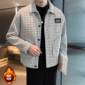 2023秋冬季潮流宽松加棉加厚毛呢大衣夹克外套男N915-p135控185图片