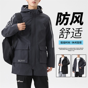 M-8XL 大码胖子休闲连帽风衣夹克 控128图片