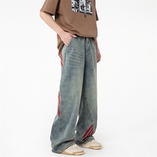C315-G3056现货数据款织带拼接牛仔裤(P65X95)2，男装牛仔裤，电商C315