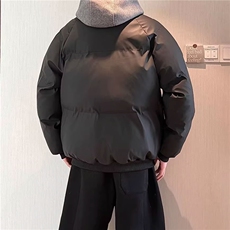 网图美式假两件pu皮短款棉服男款冬季加厚工装棉袄连帽外套特P78，男装皮衣，星座1811B