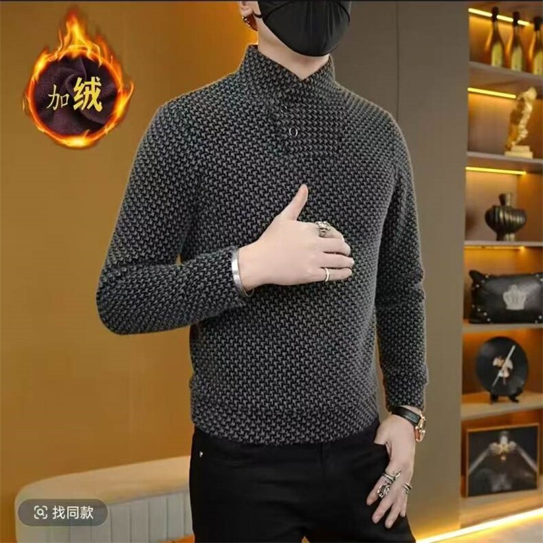 现货直播数据欧货高质量原版修身男士加绒针织衫毛衣外穿,男装针织衫/毛衣,星座1602（原101B）
